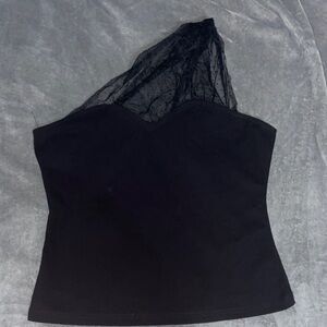SHEIN Elegant Black One-Shoulder Top
